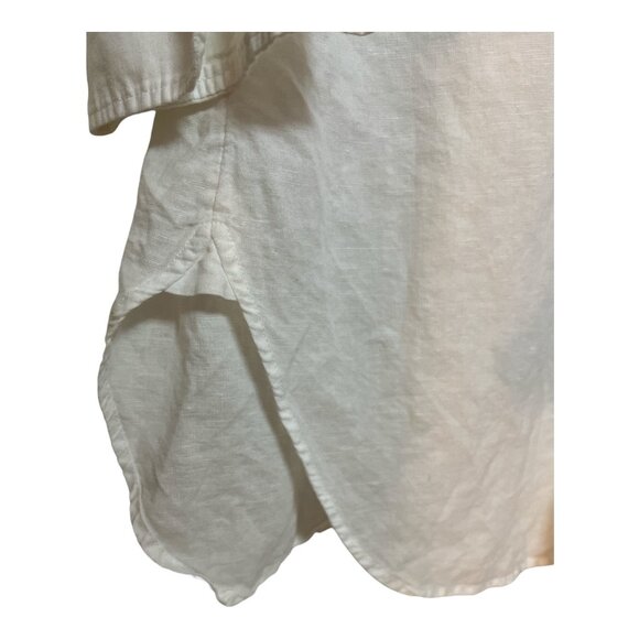 J.Crew Beachwear Linen Cotton Button Front Tunic Top L White Long Sleeve - Picture 3 of 7